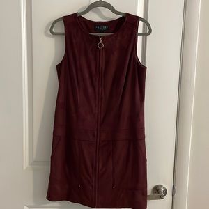 Faux Suede Maroon Dress